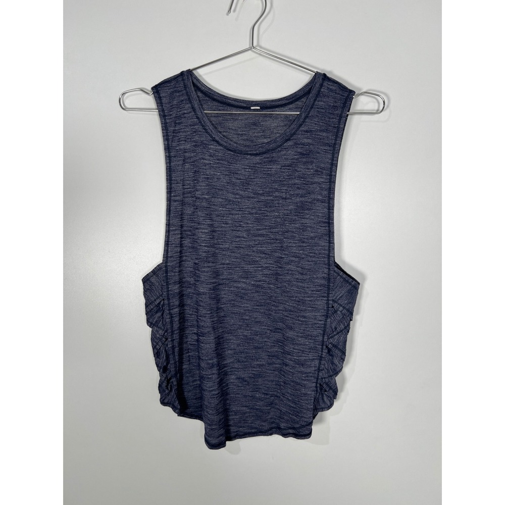 Lululemon Space Dye Blue Heathered Muscle Tank Ruched Side Activewear XS/S